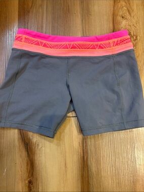 Ivivva Gray Athletic Shorts with Pink and Coral Waistband